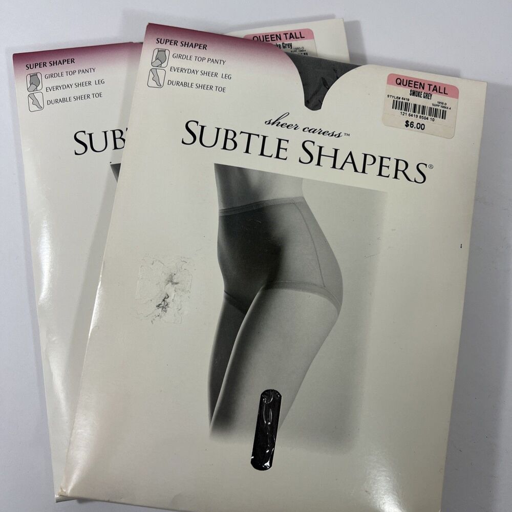 JC Penney Subtle Shapers Sheer Caress Pantyhose - Queen Tall - Smoke Grey - L XL